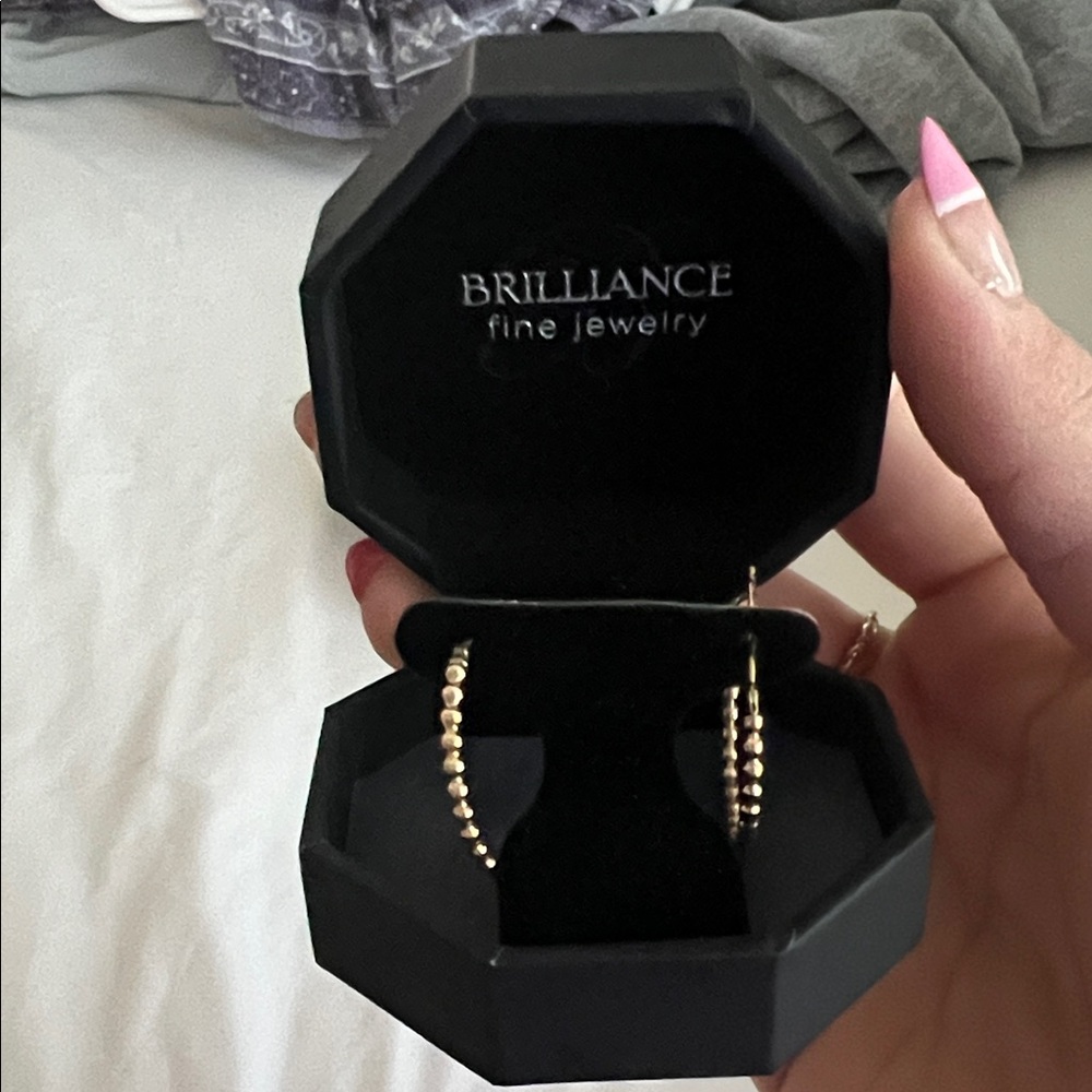 10kt gold beaded round hoop earrings